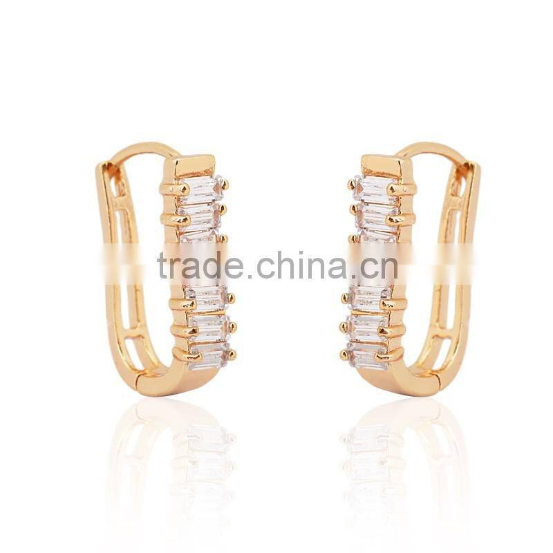 High Quality Fashionable Women Accessories 24k Gold Plated CZ Stones Hoop Earring