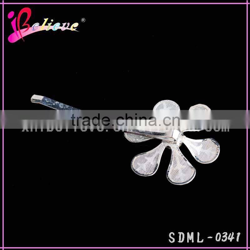 Cheap hair brush metal pins wholesale hair pins, silver flower pins for kids girls