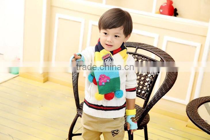 Wholesale Fashion Boys Girls Children Autumn Winter Knitted Scarf with Colorful Balls