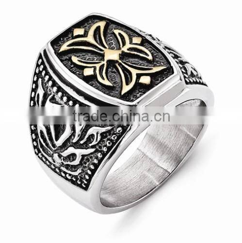 Stainless Steel Antiqued Lion Ring