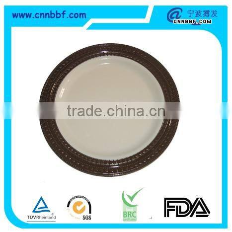gold/silver rim factory cheapest disposable plastic plate eco friendly disposable dinner plastic plate