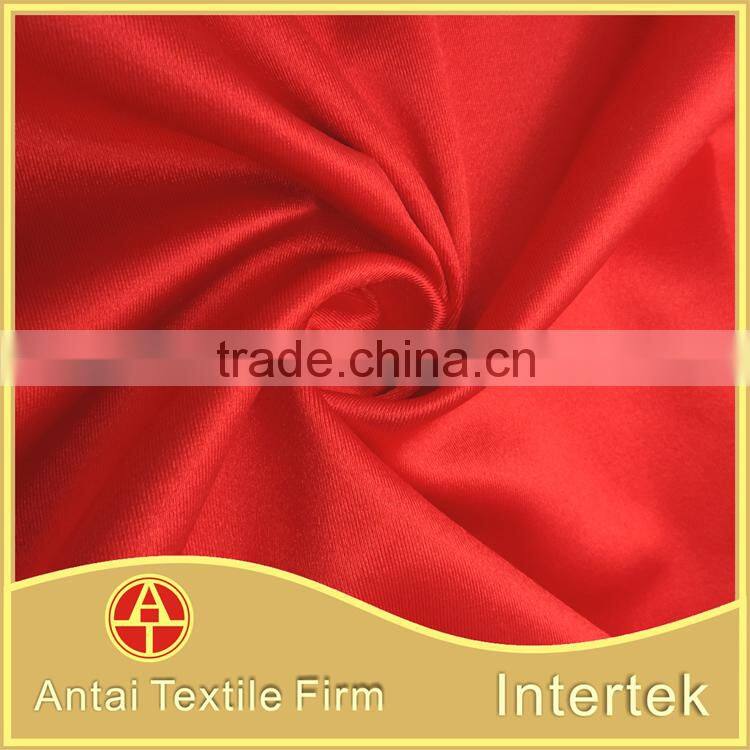 Lightweight shiny smooth 2 way stretch polyester spandex knitting satin