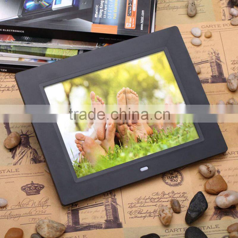 Ultrathin 8 inch HD LCD Digital Picture Photo Frame Alarm Clock MP3 MP4 Movie Player with Remote Control Black/White