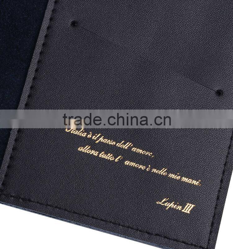 Black fashionable a5 refillable genuine leather notebook with pen attached