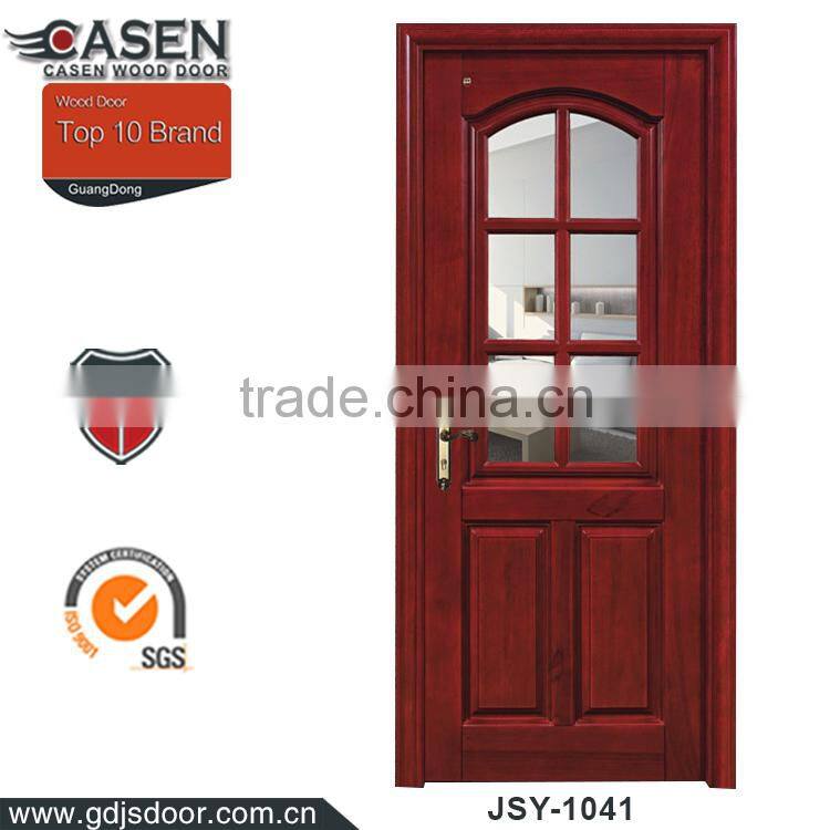 Economic new design cherry veneer interior wooden door with glass wood framed glass doors