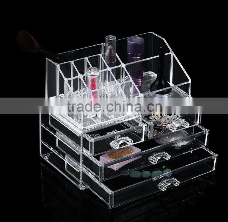 2016 Newest Taizhou Longshixiang factory fashional PS makeup boxes storge transparent cosmetic organizer