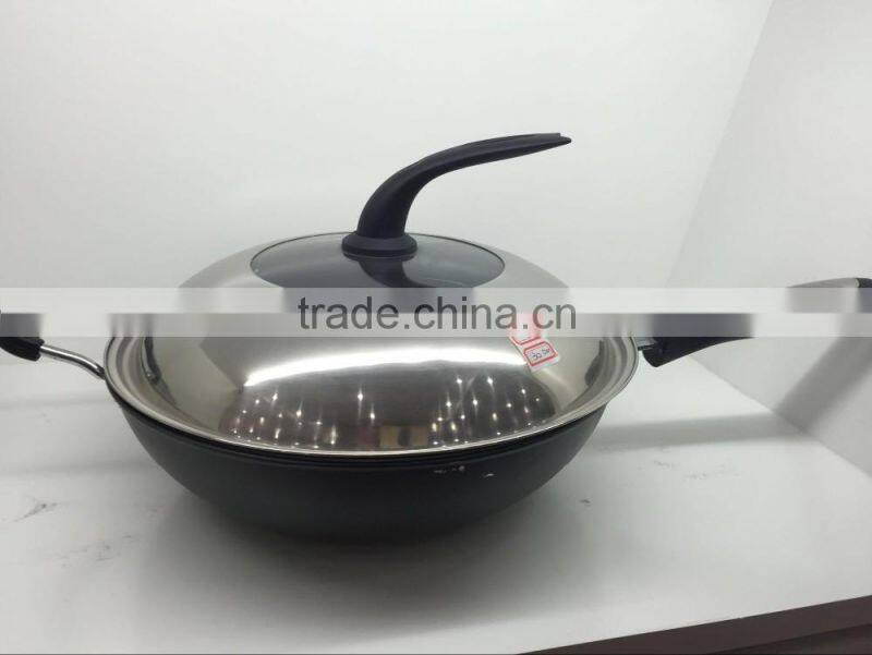 Cheap price Aluminum Stainless steel ceramic coating non stick wok pan cookware with lid