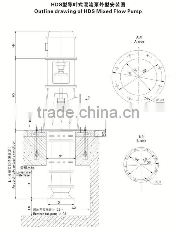 350HDS-15 guide-vane single base propeller mixed flow pump