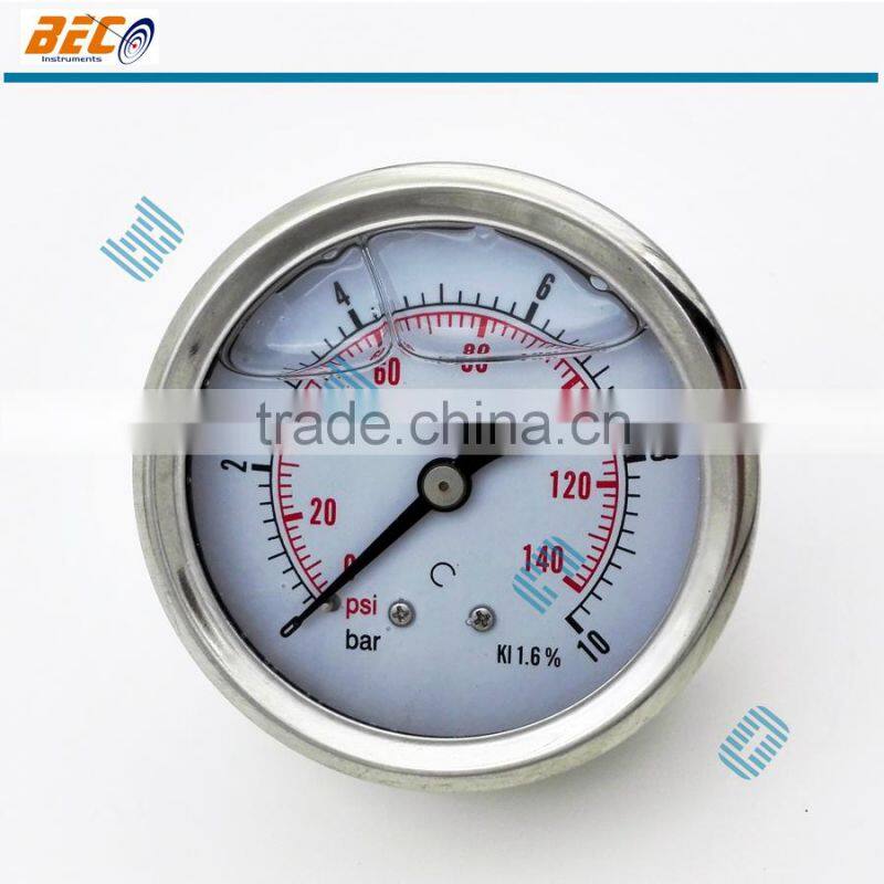Industrial use Safety process control all Stainless steel hydraulic pressure meter gauge