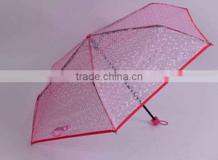 Customized Manual Open poe fabric 3 folding clear umbrella