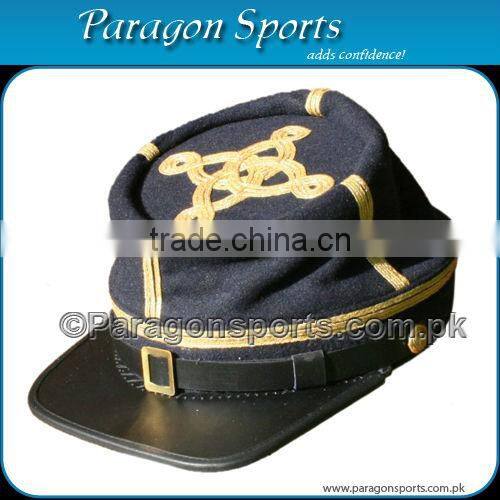 Military Civil War Kepi Forage Cap with Leather Visor