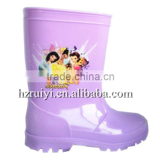 cheap kids fashionable girls plastic construction pvc rain boots