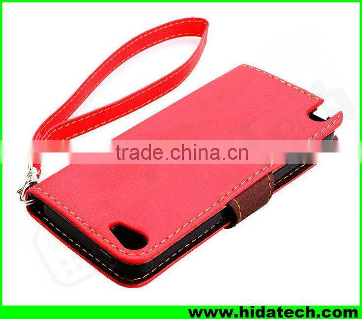 Wholesale Leaf Magnetic Buckle Leather Flip Cover Case for Apple iPhone with Strap