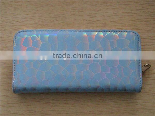 Wholesale ladies print patent pu leather long ladies wallet with iron edge