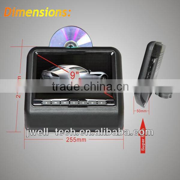 9 inch active car headrest monitor, headrest dvd, headrest dvd player, dvd player with speaker,IR,FM,USB,SD,32 and 8 bit Game