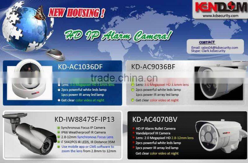 Kendom Analog security camera SONY CCD or CMOS sensor bullet security camera 3-Axis design of bracket outdoor camera