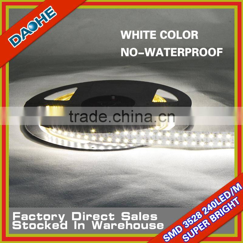 12V SMD 3528 240LED/M No-waterproof IP20 White 5 Meter/Reel 1200LED High Brightness CE RoHs Certificate Double Row Strip Light