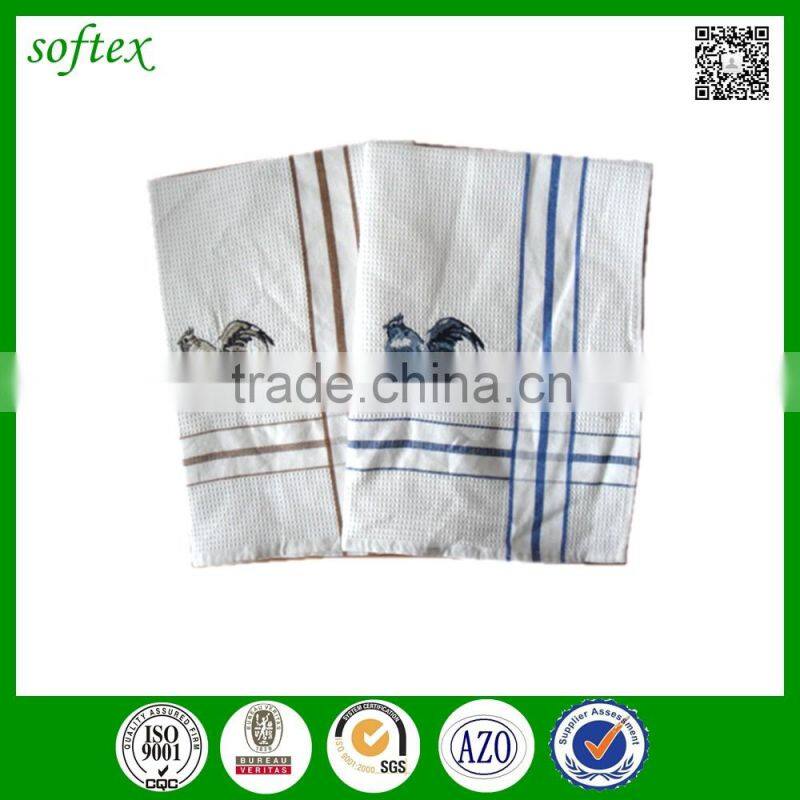china manufacturer cheap waffle weave cock embroidered kitchen tea towels