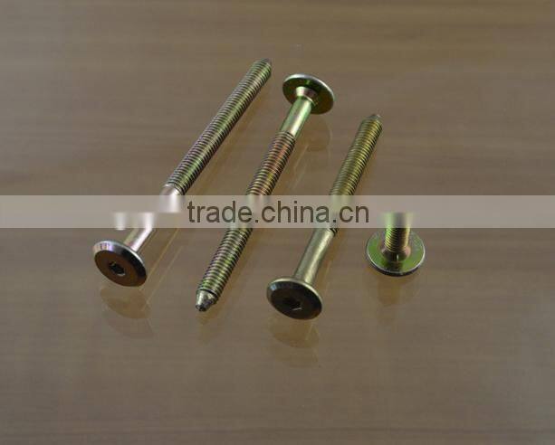 M6 inclined flat edge furniture screws, flat head hex socket, pointed tail beam screw, children bed hardware accessories