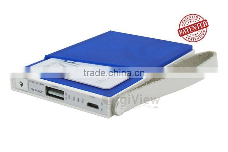 unique 3000mah polymer battery power bank mobile digital charger silicone credit card slot ultra slim size