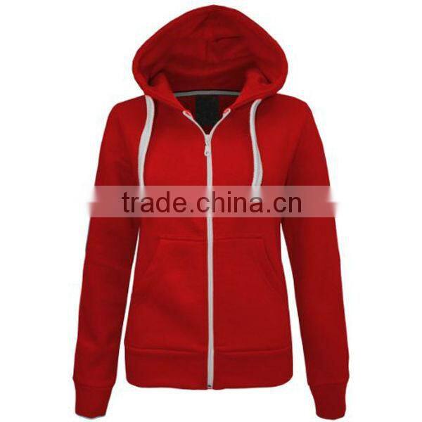 ladies plain zip hoodies fleece jacket womens
