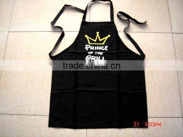 cheap BBQ apron &cotton apron for kitchen and promotion black bib apron with printing -58
