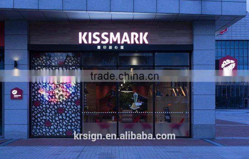wall hanging acrylic led luminous 3d resin alphabet letter ,signage with mental frame and led strip material in side