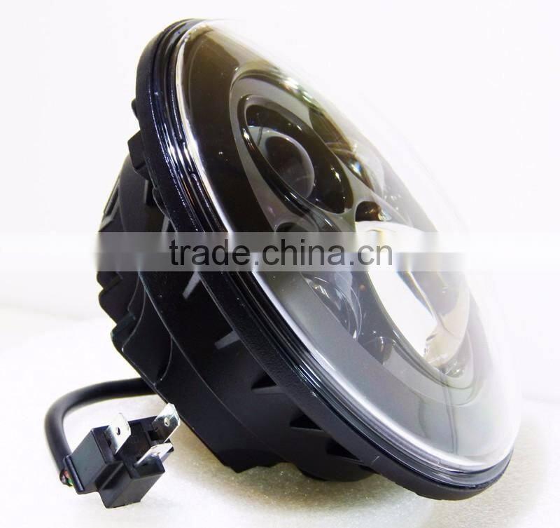 7" LED Headlight Fits Chopper Motorcycles 7 inch Round Projector Led headlight Black for Harley wholesale price