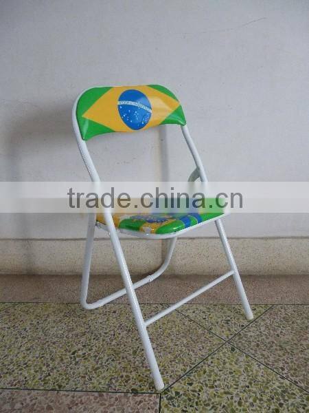 Metal folding chair with PVC cushion seat for living room furniture