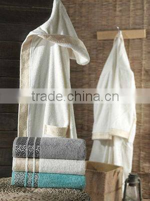 100% cotton zero twist yarn solid color jacquard bath towel