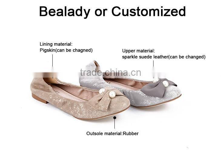 2016 fashion private label glitter suede leather women ballerinas shoes