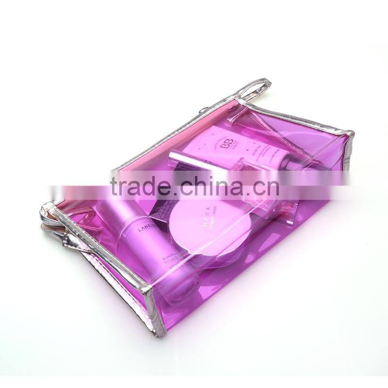 Transparent cosmetic bag pvc/Clear Travel Size Toiletry bag Bottles Carry On makeup pouch /portable toilet bag