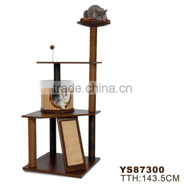 High Quality Cherry Green Wooden Cat Tree