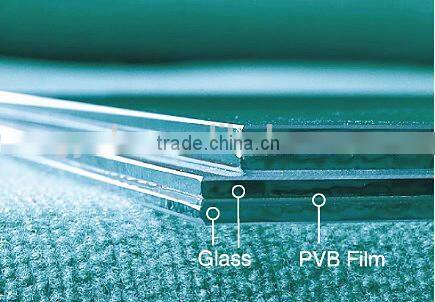 with milky white film 5mm and 5mm crack ice tempered laminated glass