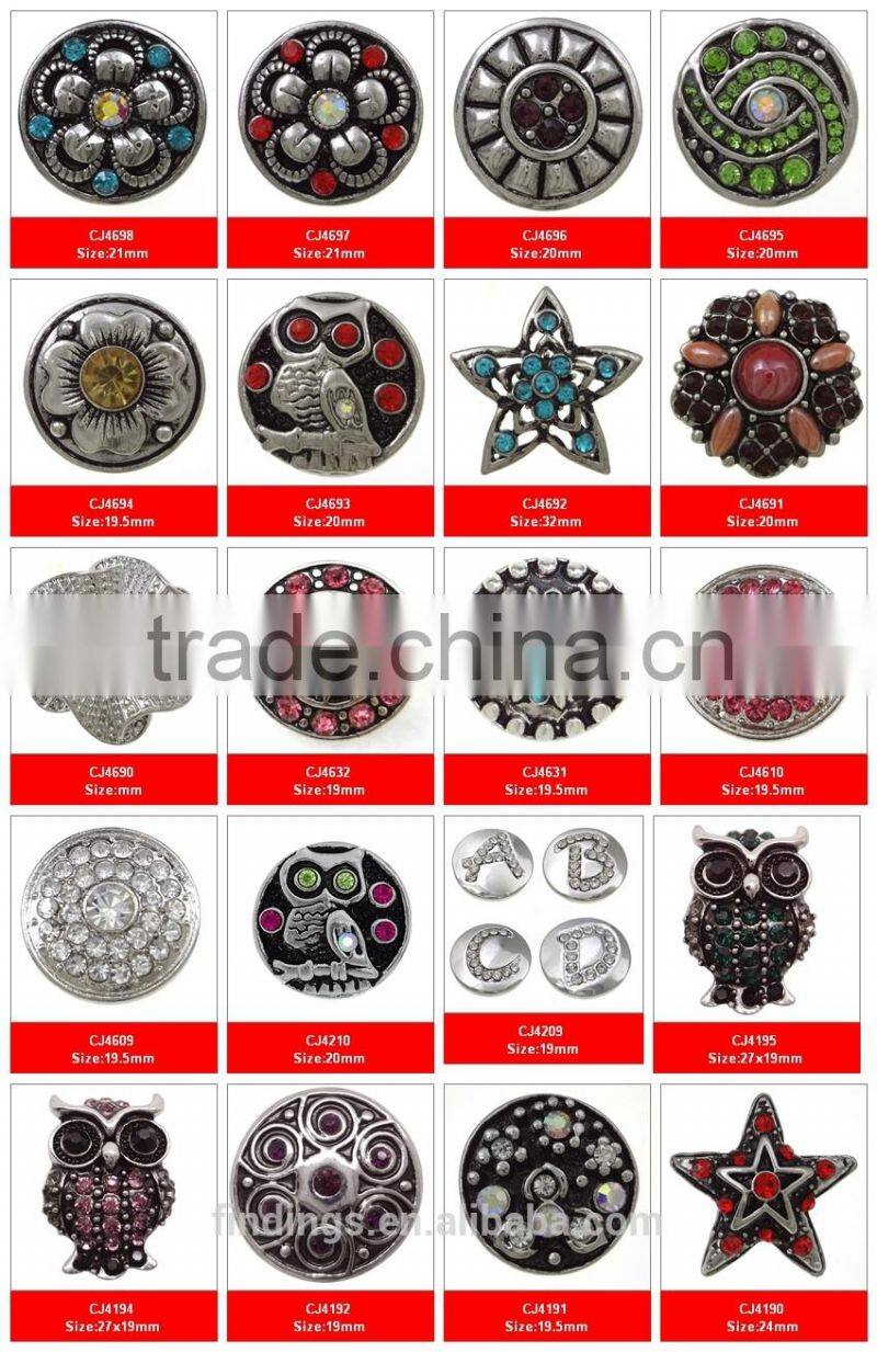Hot trend custom metal snap button rhinestone button earrings for woman