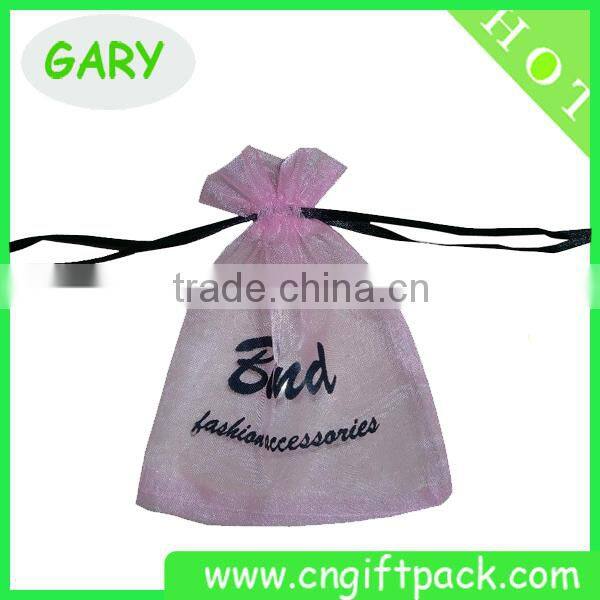 Pink Custom Printed Jewelry Organza Bag 8cmx10cm