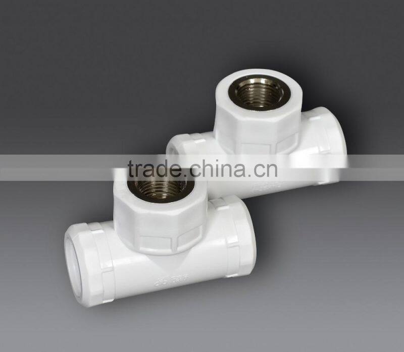green color ppr pipe fitting of female thread tee