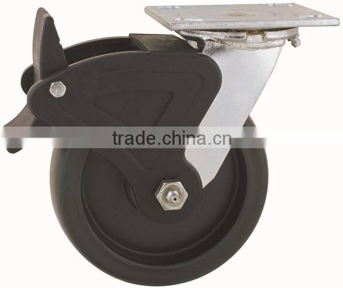 44 Series Double Ball Raceway Structure Top Plate Swivel PP Caster with Nylon Total Lock Brake