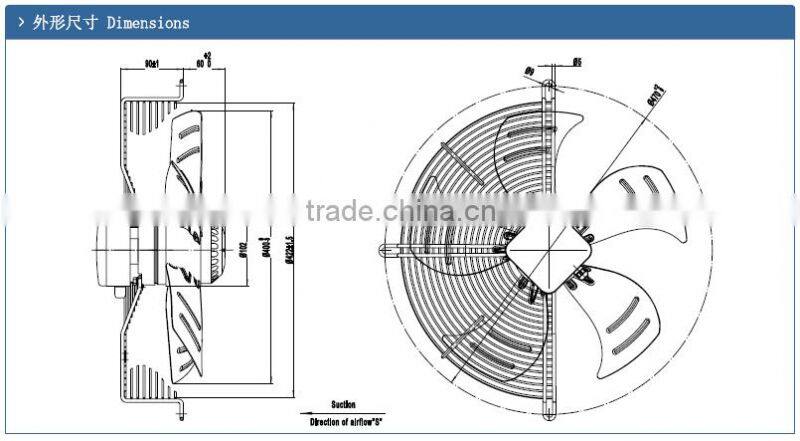 external rotor motor axial fan air conditioning fans with big diameter