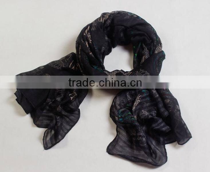 custom made printed polyester scarf for lady