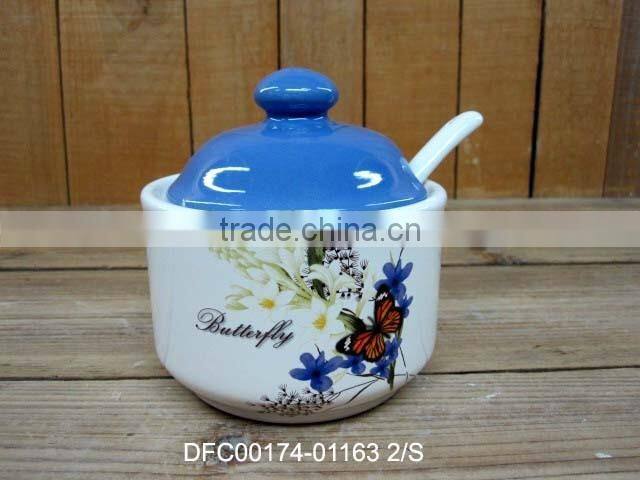 Restaurant Round Five Section Plate with Flower and Butterfly Decal