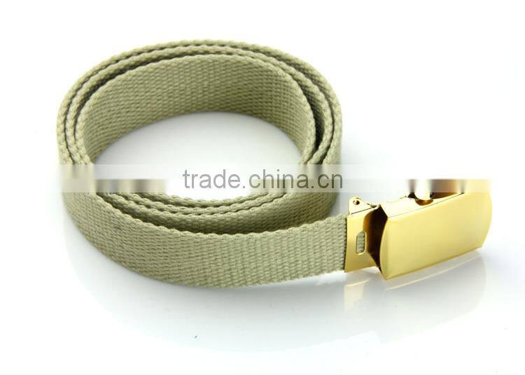 Beyond Men's 100% Cotton Canvas Military 54" Long Webbing Belt with Brass Slider Buckle