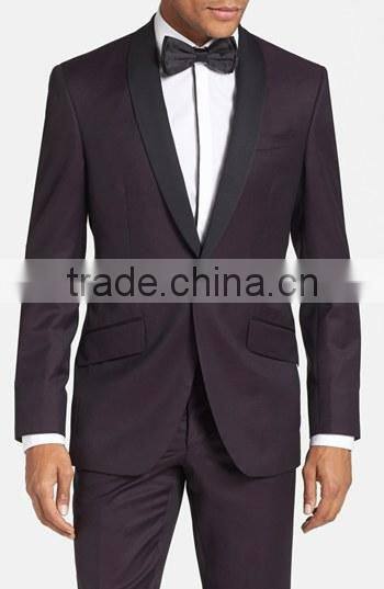 2014 Top Quality 100% wool dark purple groom tuxedos best man suits