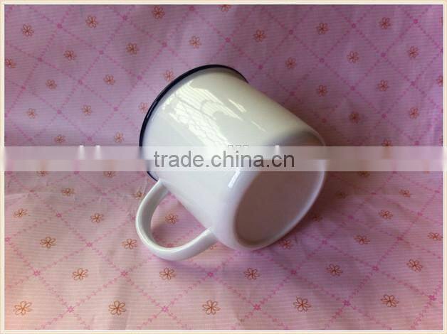 enamel porcelain cup has customize logo enamel mug