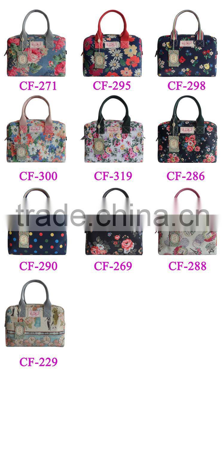 Painting Flowers Pattern Canvas Leather Classical Handbag