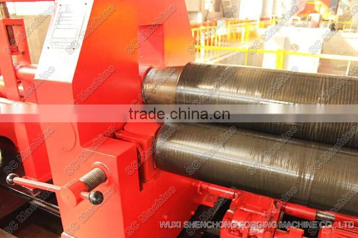 Plate rolling bending machine with three rolls