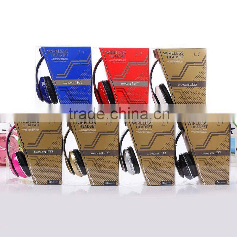 Cheapest LED Light bluetooth headset with TF card/FM sprot Use Mobile phone bluetooth Headphone