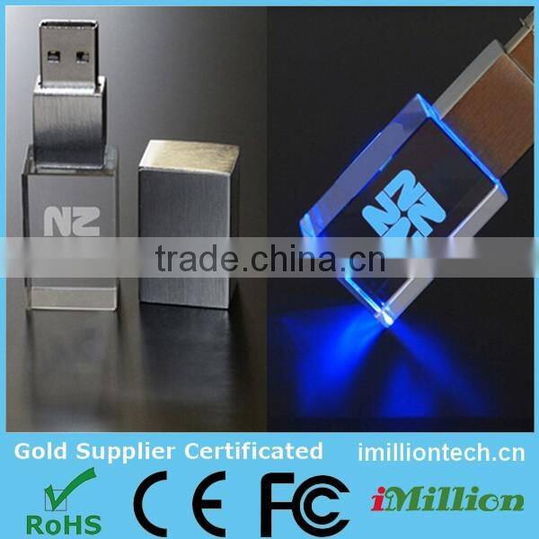 Hot selling usb flash drive led light with custom laser engraving logo and optional capacity 2G, 4G, 8G, 16G, 32G