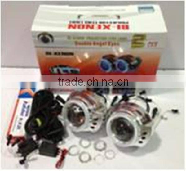 Hot!!!High Brightness 3inch HQI Hid projector dual angel eye on promotion