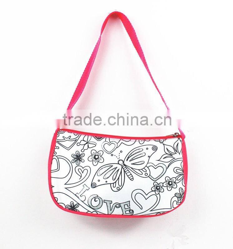 DIY Toy designing coloring your own fashion sparkling handbag with 4 mini markers